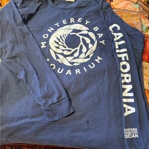 Monterey Bay Navy Long-Sleeve Tee with White Logo